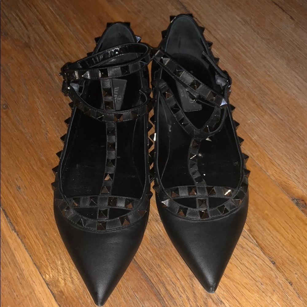 Valentino Black Studded Flats 38.5